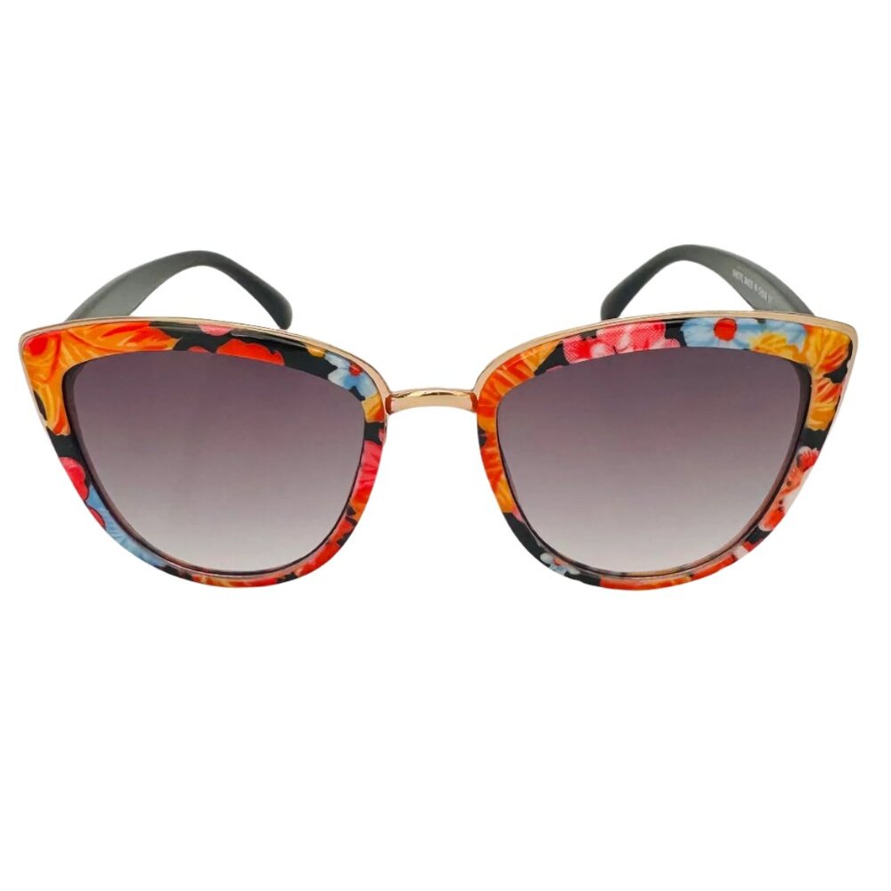 9087 | Red/Blue/Orange Floral Cateye Sunglasses